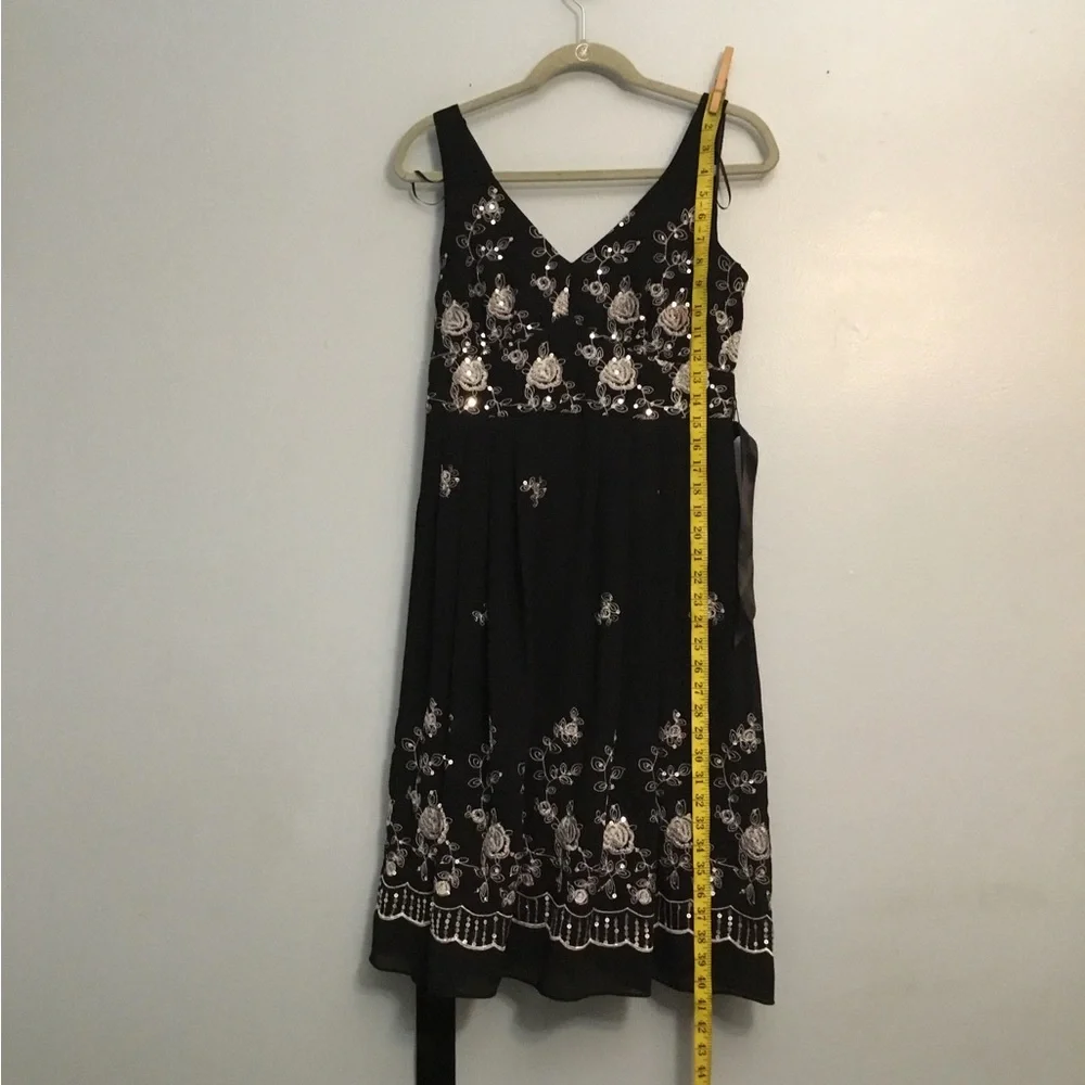 R&M Richards Black Dress with Silver Embroidery